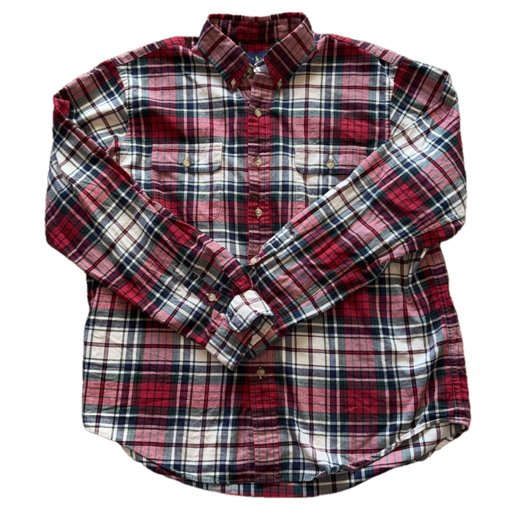 Ralph Lauren Mens XL Flannel Red Plaid Shirt Large